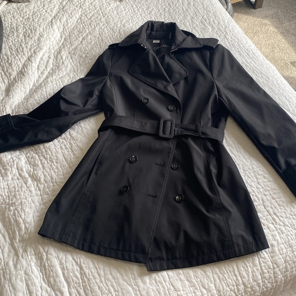 Calvin Klein Black Trench Coat - Picture 2 of 4